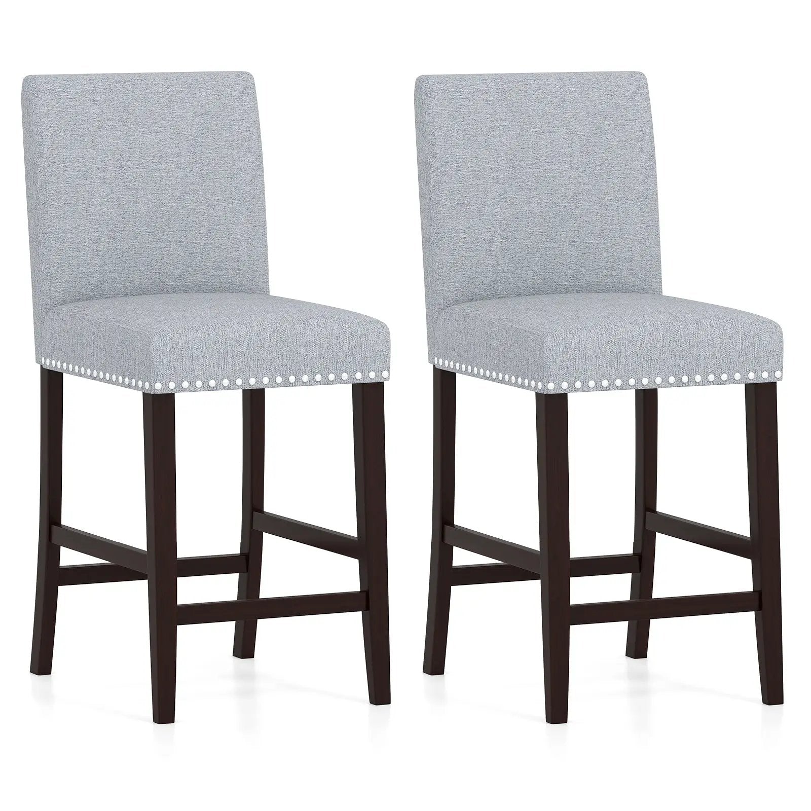 26 inch Counter Height Chairs Set of 2 with Padded Seat and Backrest-Gray by DirectDeals