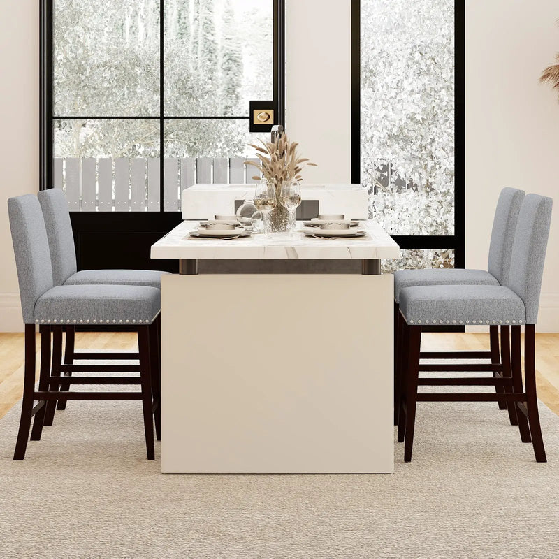 26 inch Counter Height Chairs Set of 2 with Padded Seat and Backrest-Gray by DirectDeals