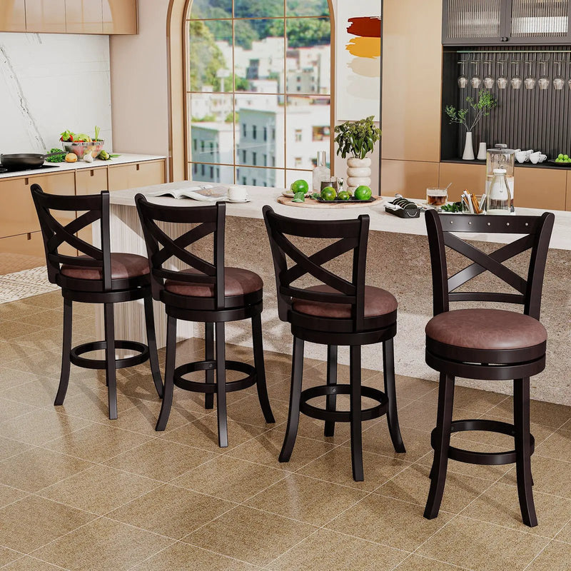 26/30 Inch Swivel Bar Stools Set of 2 Bar Chairs with Padded Seat by DirectDeals