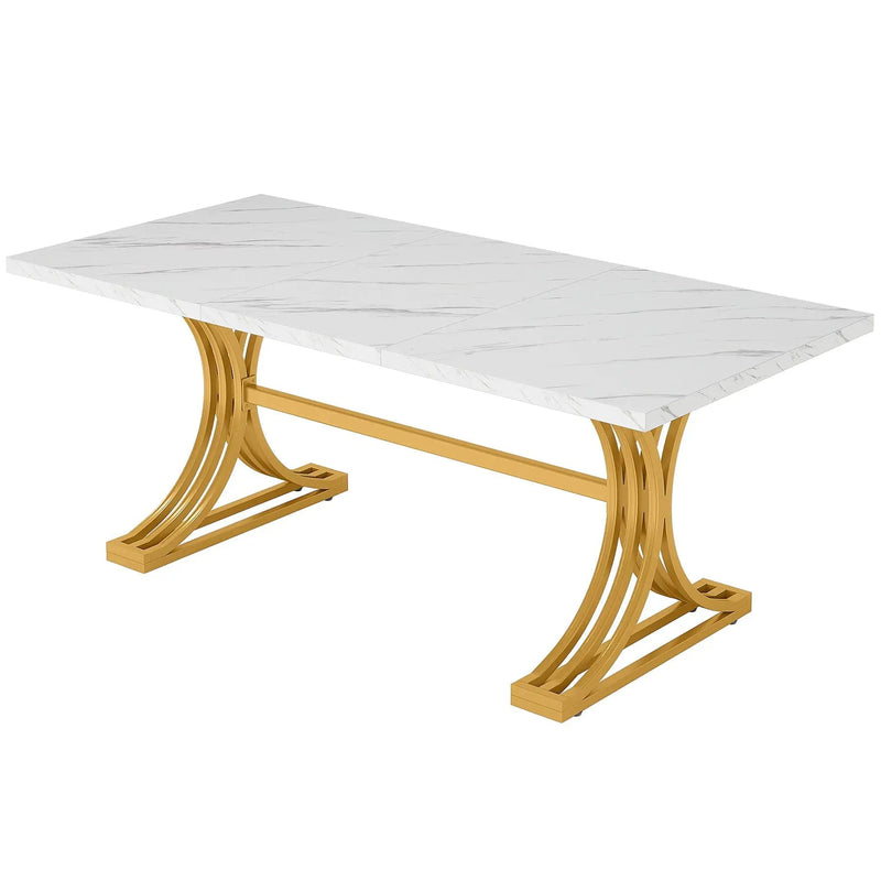 Executive Desk With X-Legs, Sturdy Office Workstation For Home Office - White / Gold by HouseOfZazla
