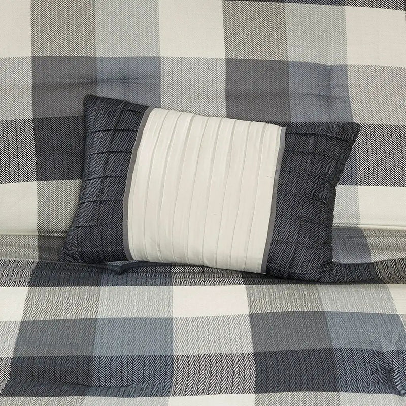 7 Piece Herringbone Comforter Set Grey Queen by HouseOfZazla