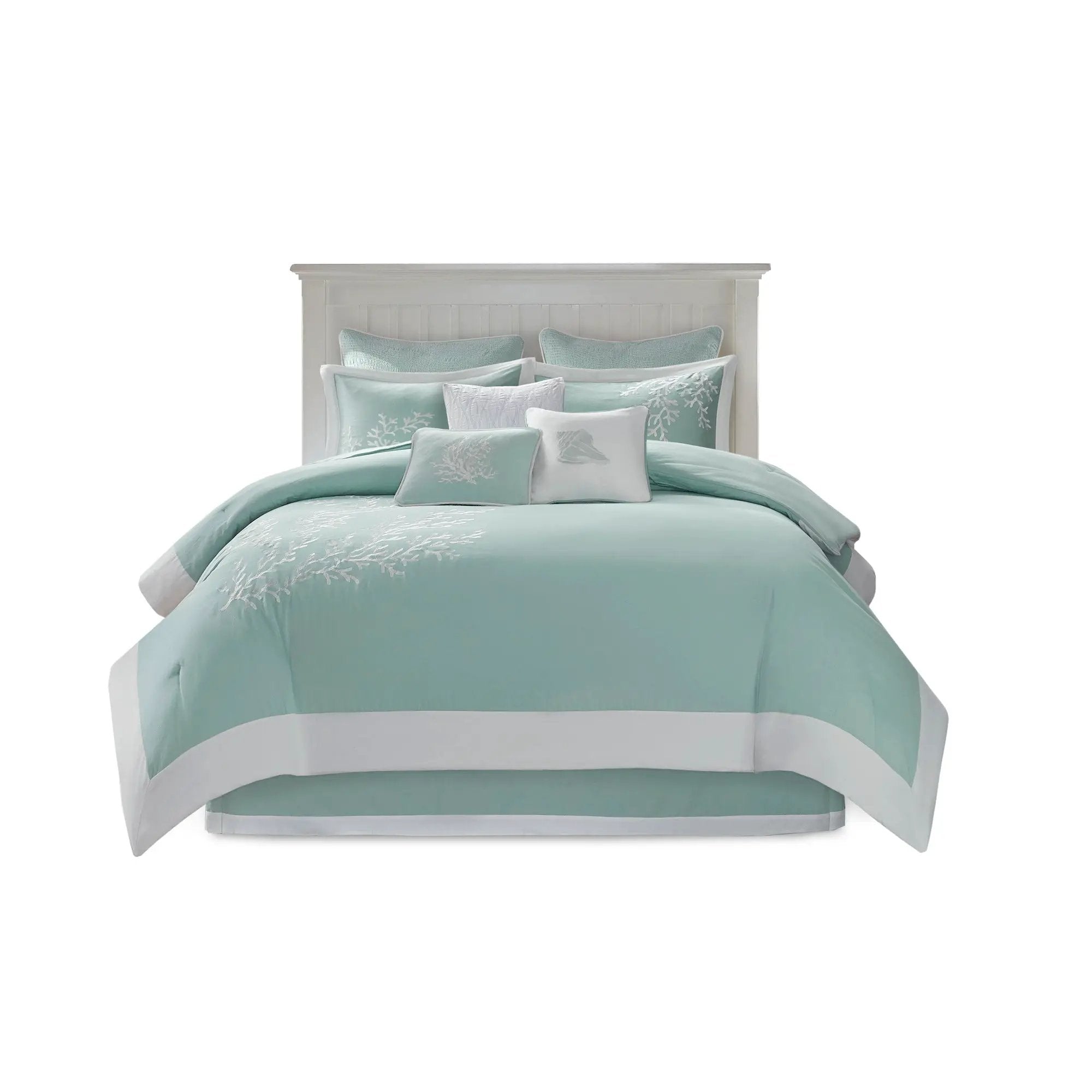 Oversized Cotton Jacquard Comforter Set Aqua Queen by HouseOfZazla