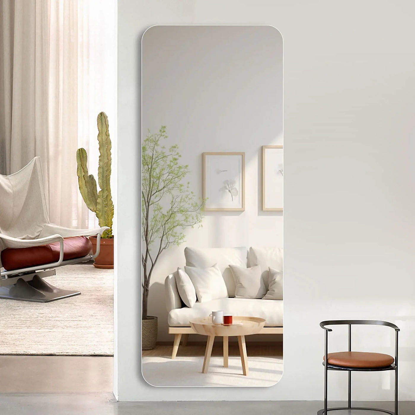 Full Body Round Corner Mirror For Living Room by HouseOfZazla