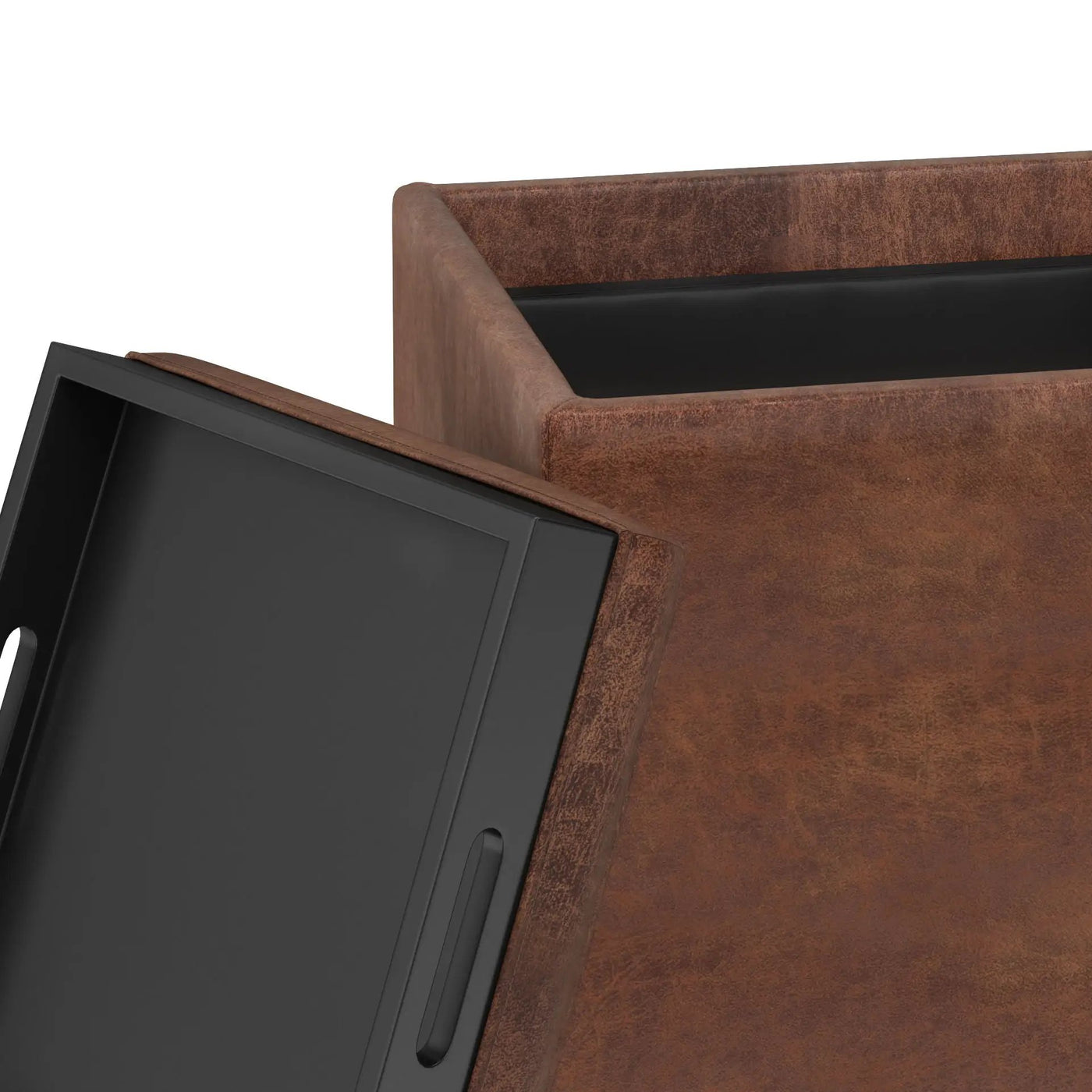 Rockwood - Upholstered Cube Storage Ottoman With Tray by HouseOfZazla