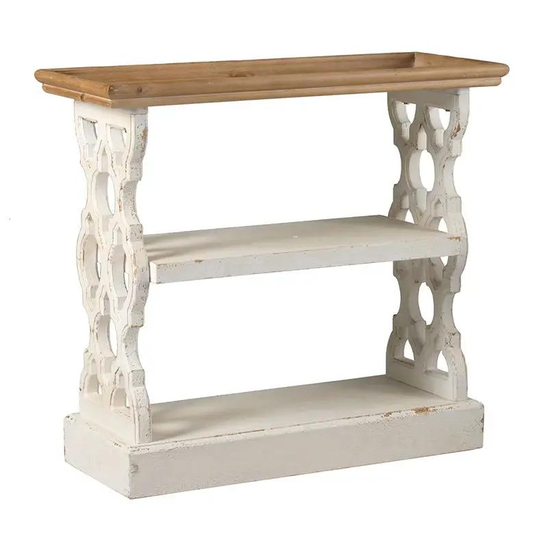 Distressed Wood Shelf Tray, French Country Console Table - Brown / Antique White by HouseOfZazla