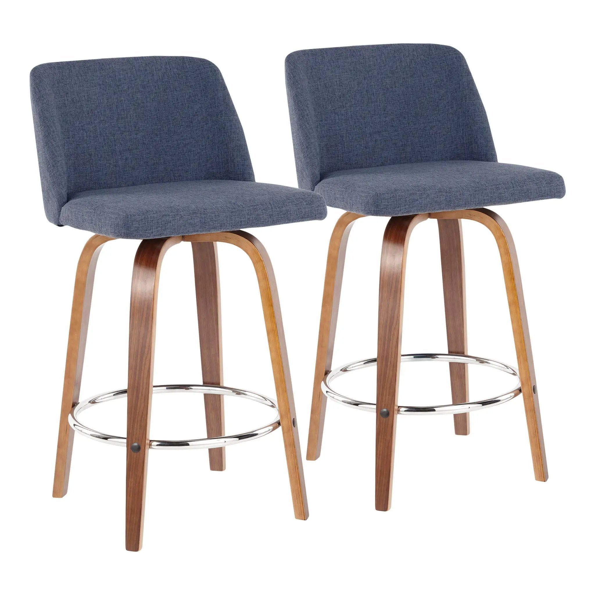 Toriano - Mid-Century Modern Fixed Height Counter Stool With Round Footrest (Set of 2) by Unique Piece Furniture