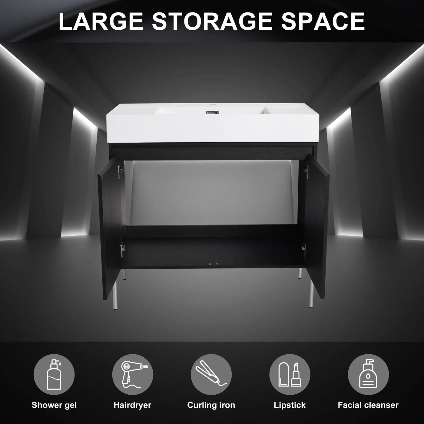 Freestanding Bathroom Vanity With Resin Sink And Storage Cabinet by HouseOfZazla