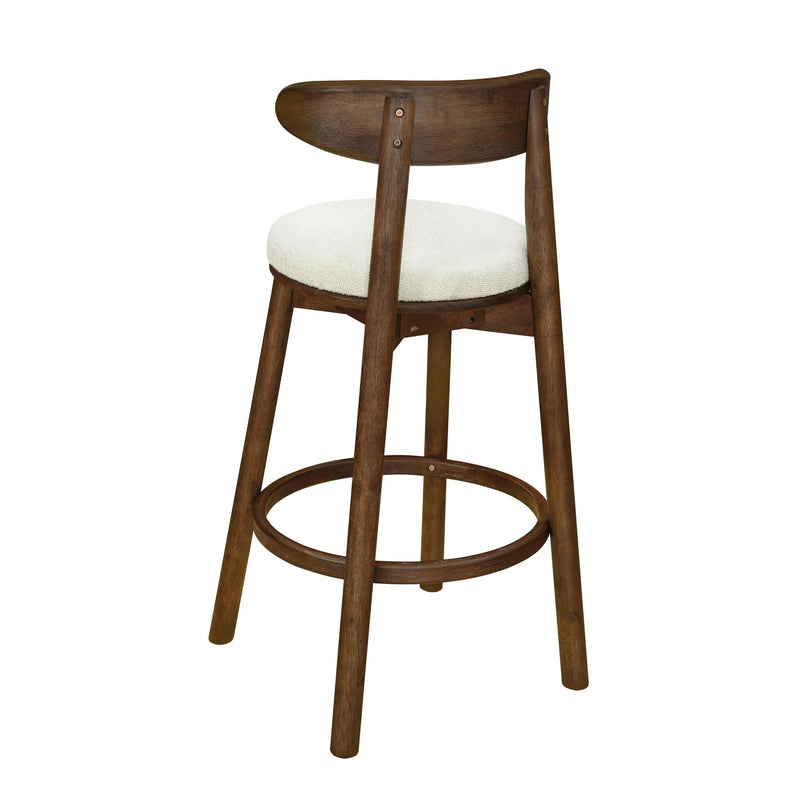 Round Cushion Bar Stools (Walnut + Beige) by HouseOfZazla