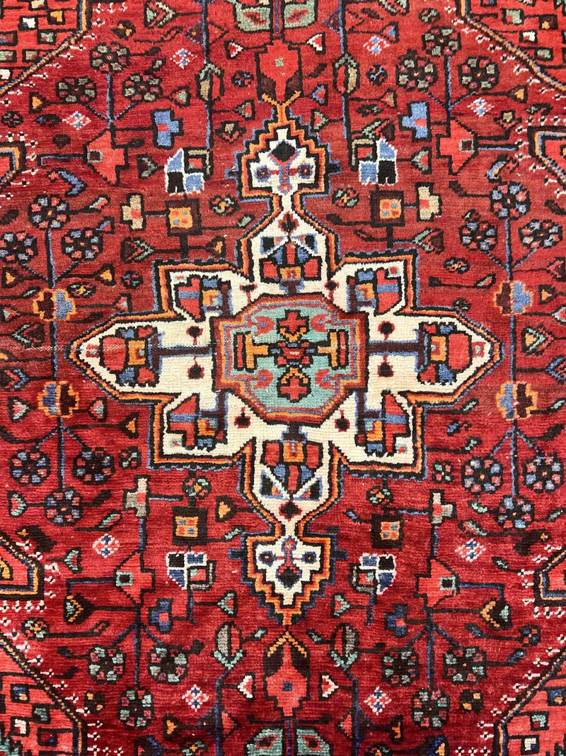 Antique Persian Tribal Rug 4x7, Red, Geometric Medallion, Handmade, Wool, Persian Zanjan Rug by Jewel Rugs