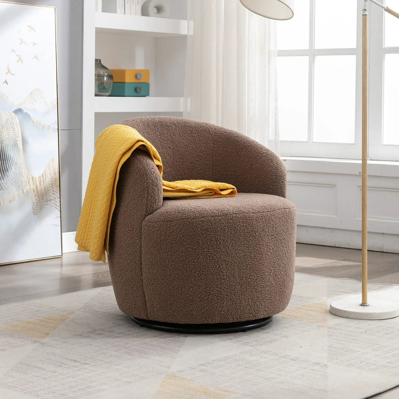 Teddy Fabric Swivel Accent Armchair Barrel Chair by HouseOfZazla