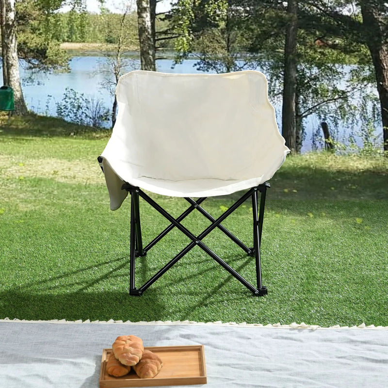 2 Pieces Outdoor Camping Chairs Folding / Portable, Comfortable Seating, Durable Steel Fram by Unique Piece Furniture