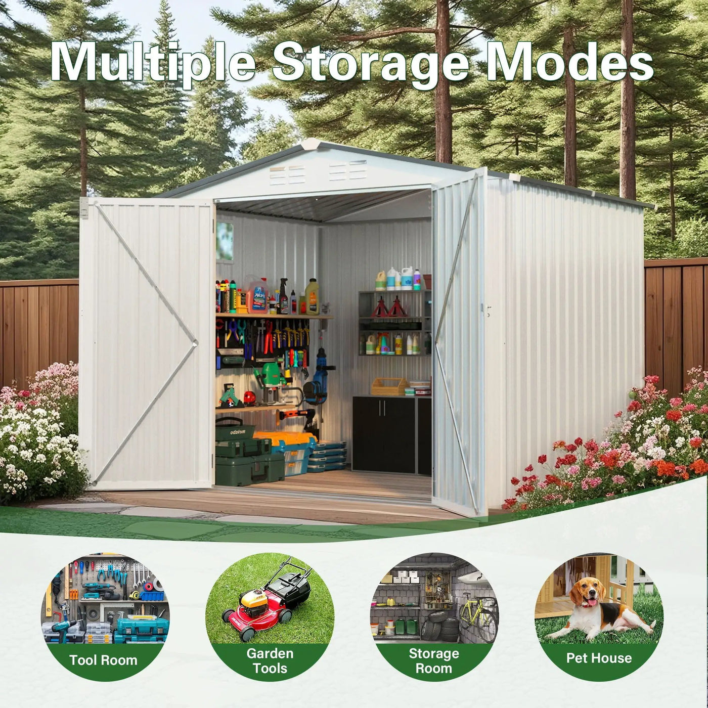 Garden Tool Shed Metal Storage Shed With Peaked Roof Waterproof Lockable Door by HouseOfZazla
