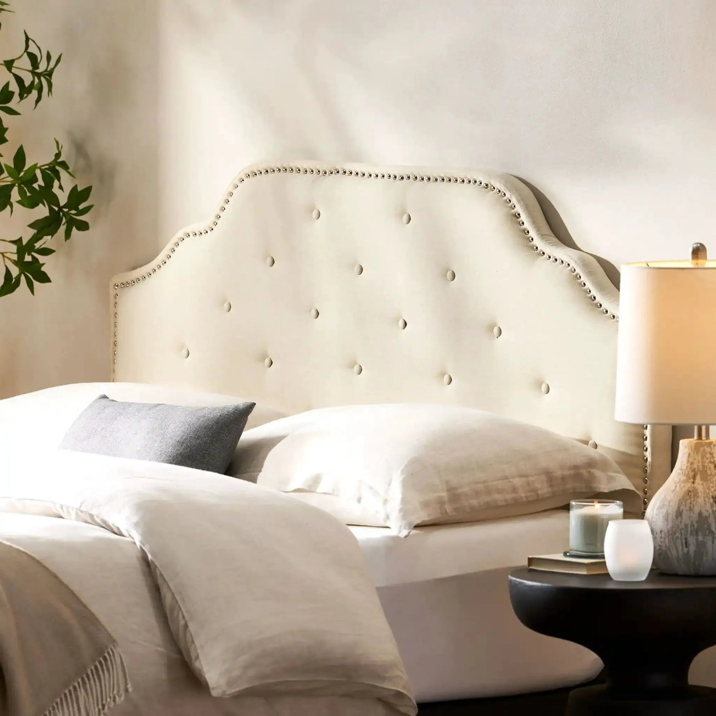 Luella Button Tufted Upholstered Headboard by HouseOfZazla