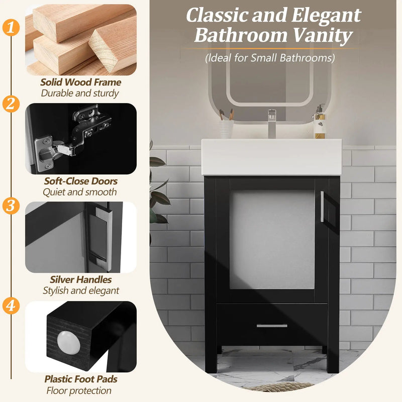 Bathroom Vanity With Ceramic Sink And Ample Storage, Ideal For Small Bathrooms by HouseOfZazla