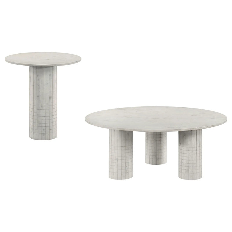 Astoria 2-piece Marble Coffee and End Table Set White by Unique Piece Furniture