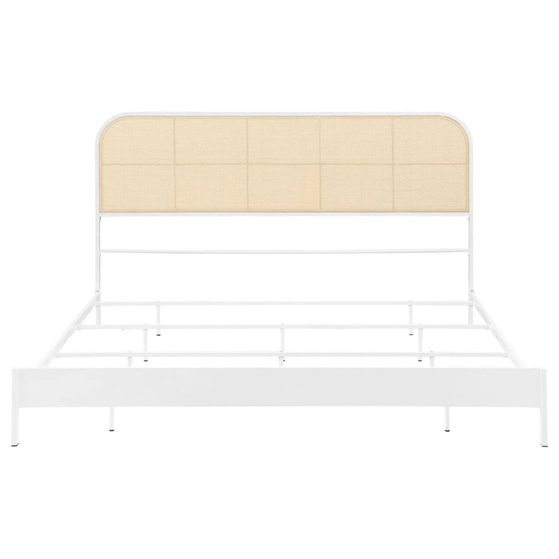 Amherst Radio Weave Rattan Metal Eastern King Bed White by Unique Piece Furniture