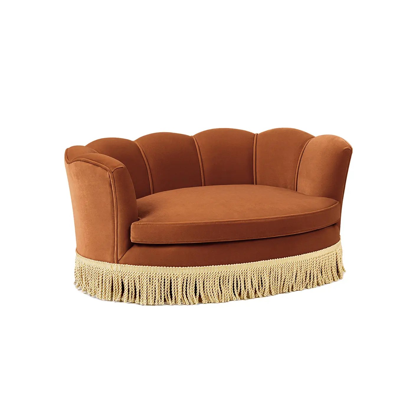 Clara 34.5" Scalloped Pet Sofa Bed, Medium, Burnt by HouseOfZazla