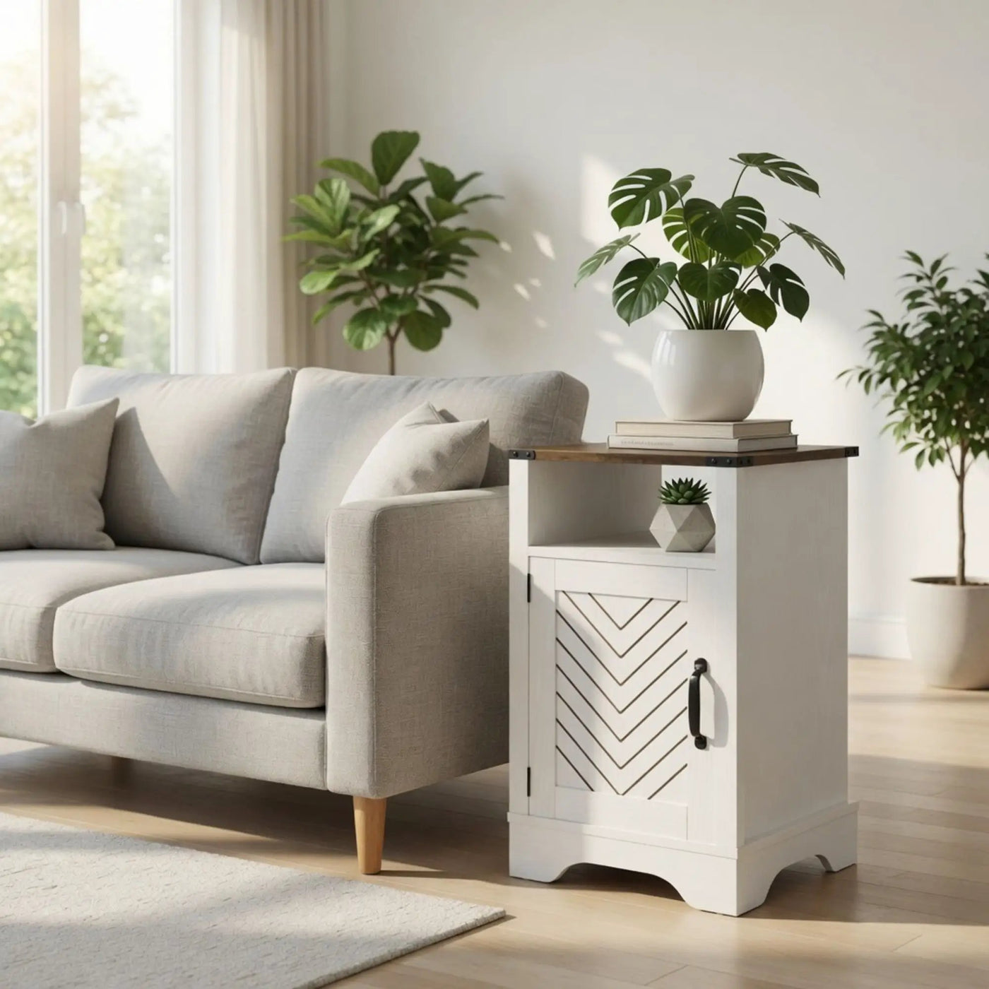 Farmhouse Nightstand With Charging Station & Storage by HouseOfZazla