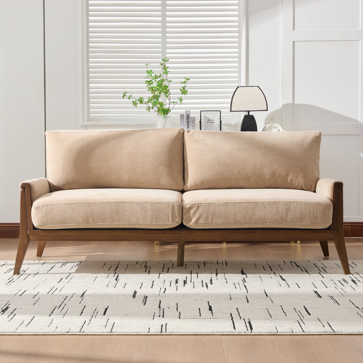 Mid-Century Modern Velvet Fabric Sofa, photo 4 of 10