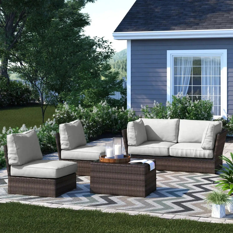 Comfortable Modern Patio Rattan Sectional Set With Cushions by HouseOfZazla