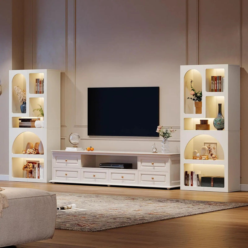Geometric Arched 5 Shelf Art Display Bookcase For Living Room - White by HouseOfZazla