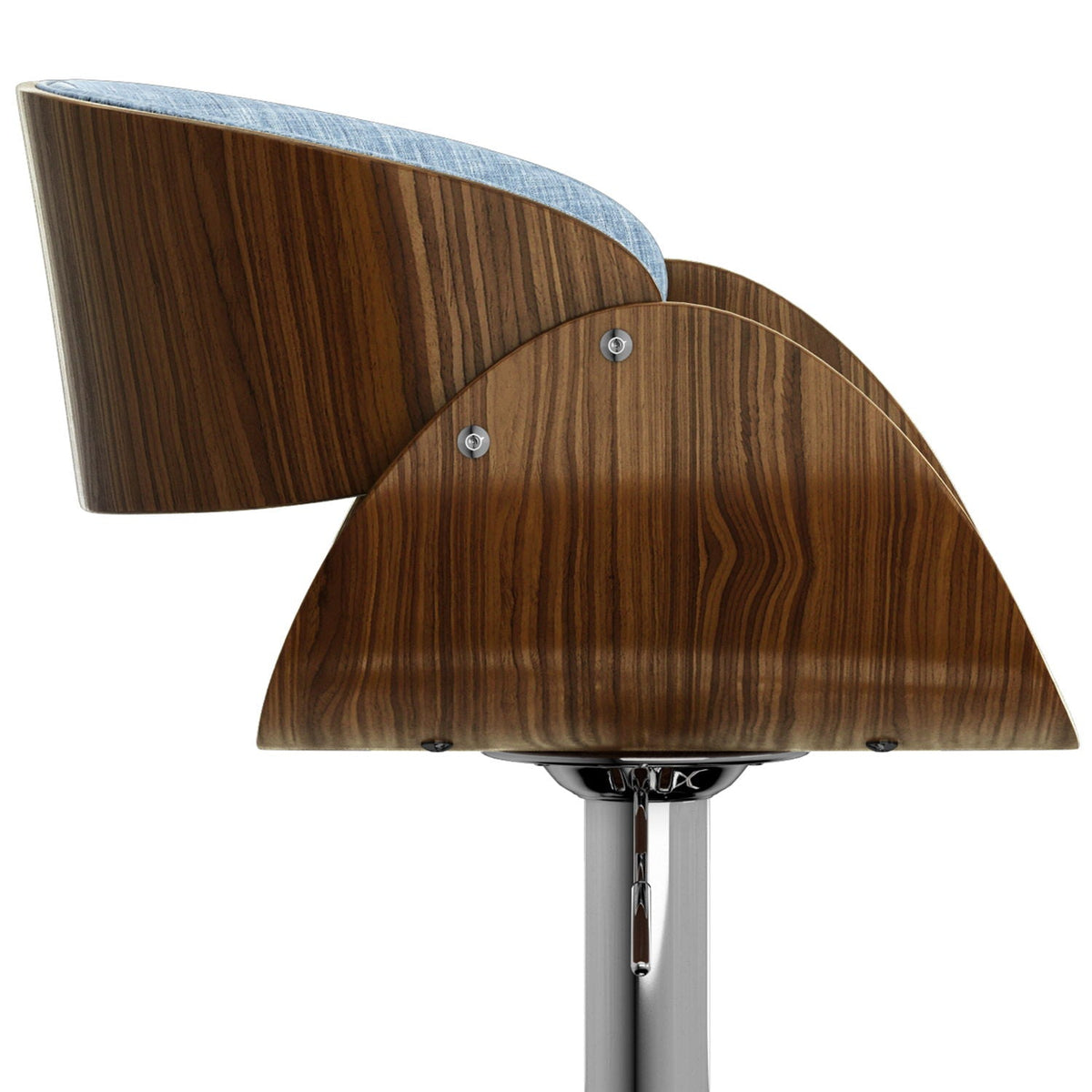 Mid Century Modern Adjustable Swivel Bar Stool with Bentwood Frame - Black, Light Blue, Dark Gray, White, photo 8 of 36