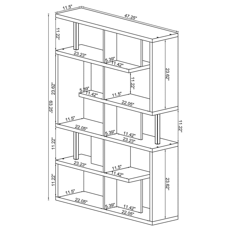 Copper - 5 Shelf Bookshelf Storage Unit - Black by HouseOfZazla