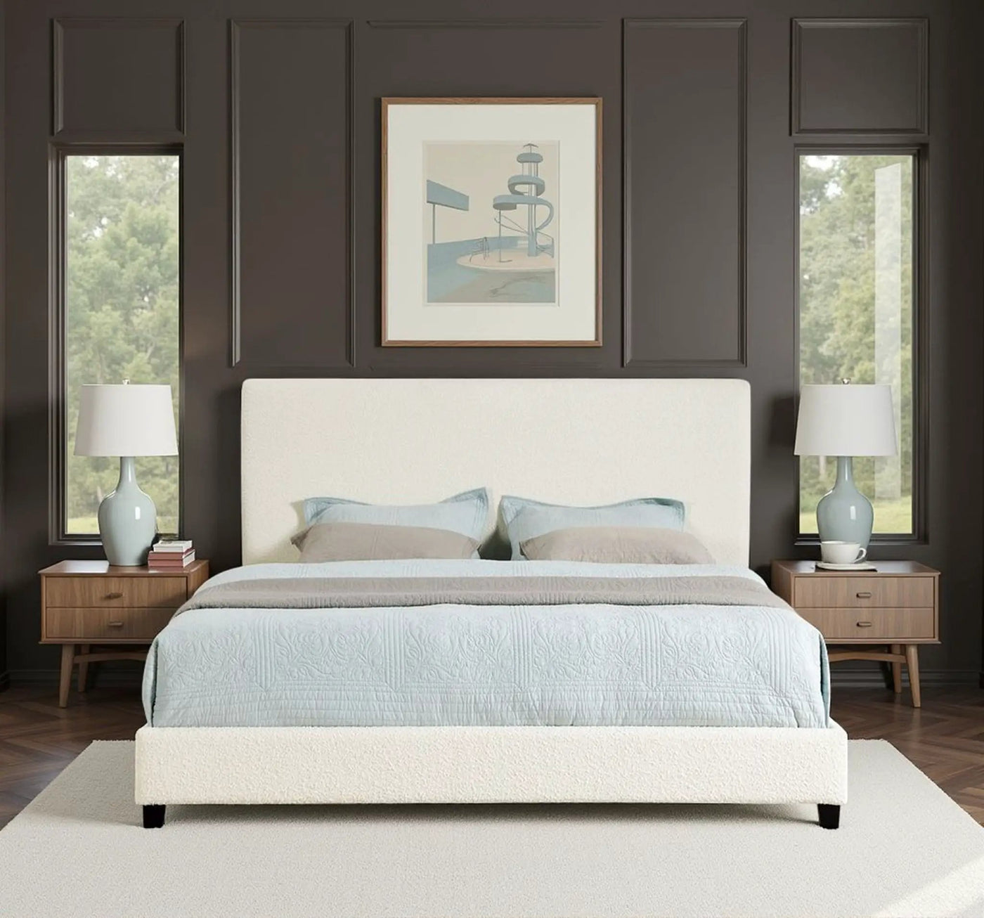 Platform Bed & Upholstered Headboard by HouseOfZazla