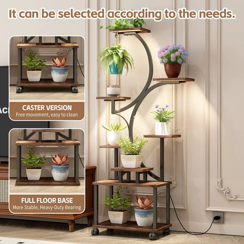 Plant Stand Indoor with Grow Lights - 62" Tall by HouseOfZazla