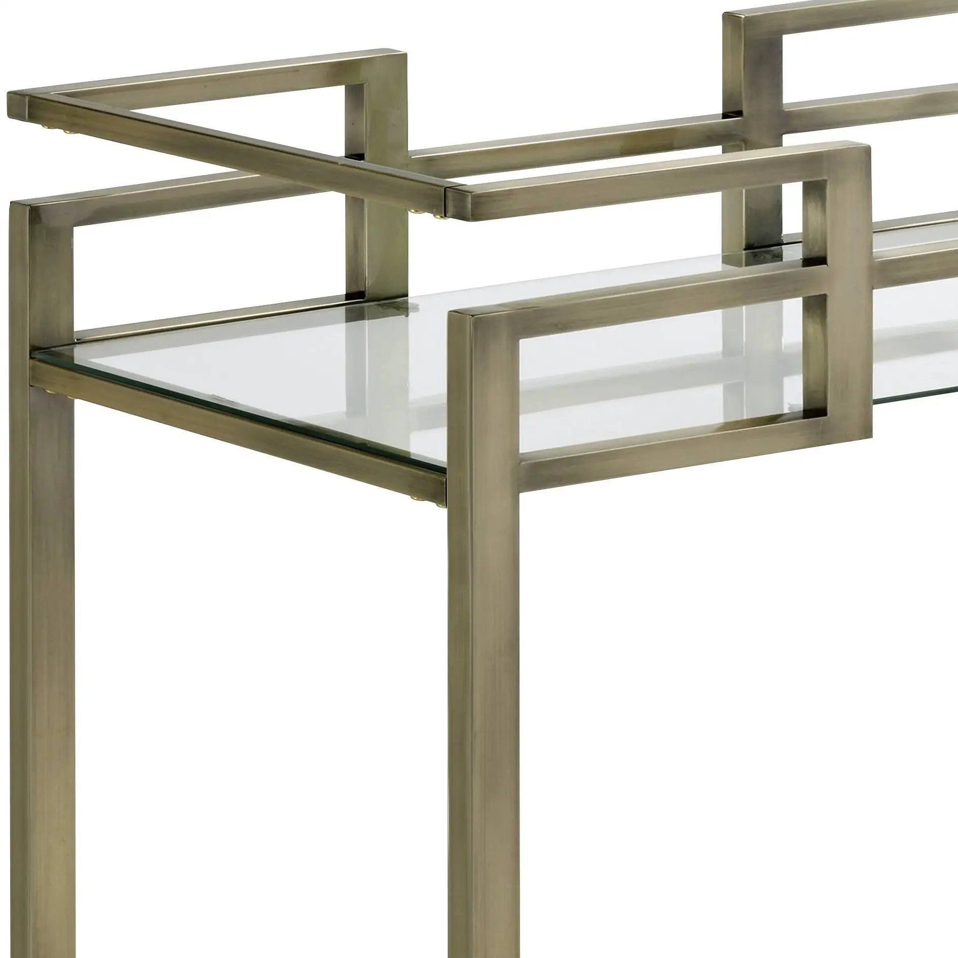 Neilo Clear Glass Faux Marble Top Serving Cart by HouseOfZazla