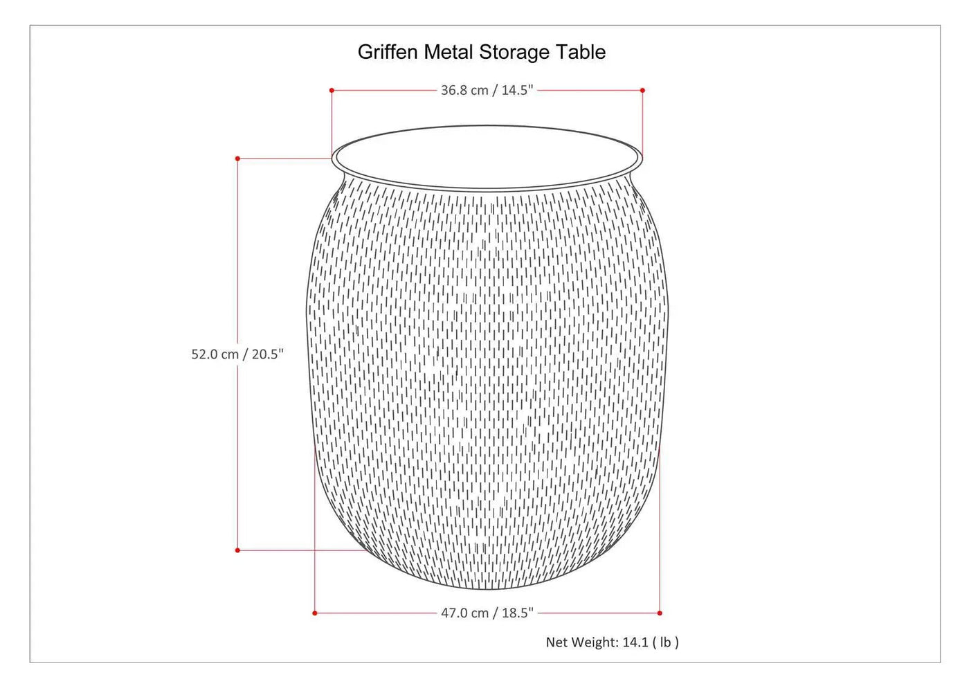 Griffen - Handcrafted Metal Storage Accent Table by HouseOfZazla