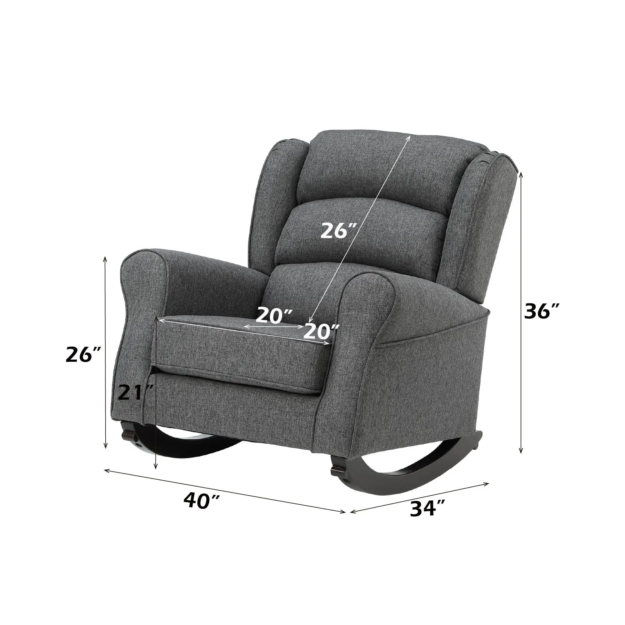 Fabien Rocking Chair in Gray by HouseOfZazla