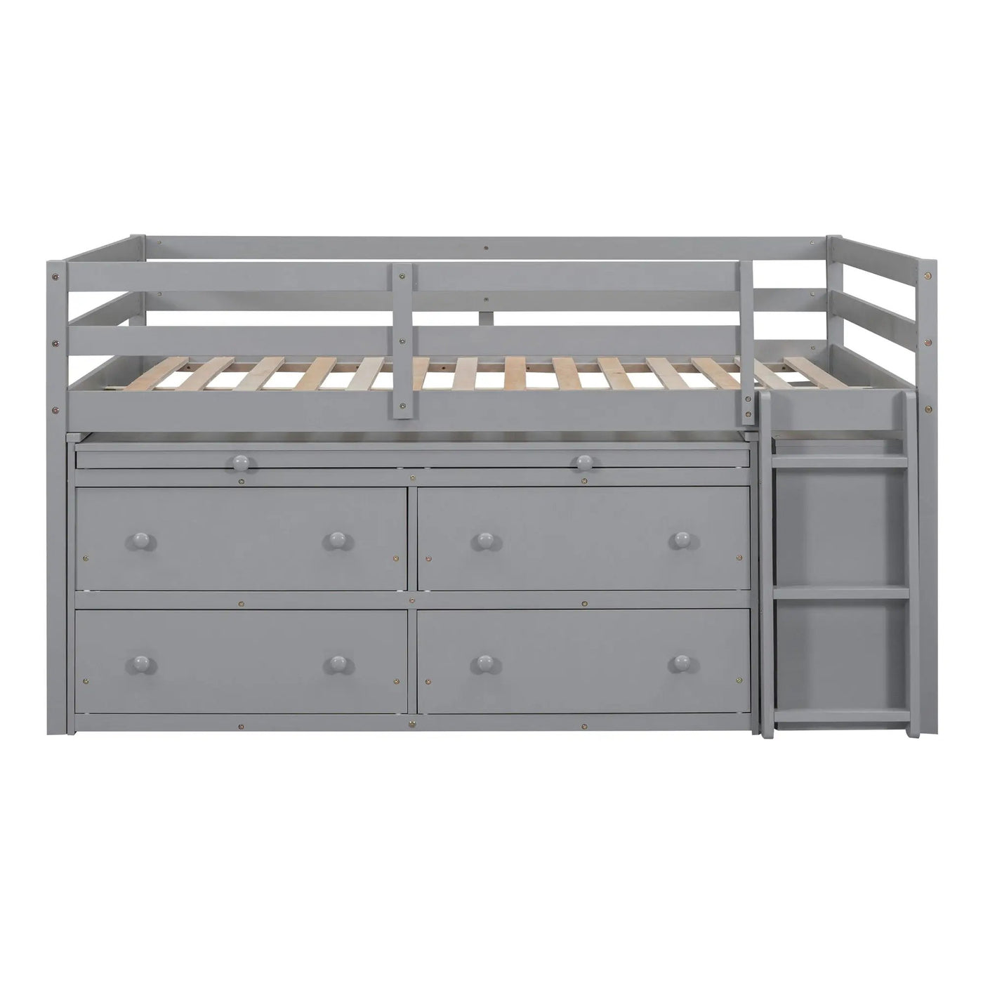 Loft Bed With Retractable Writing Desk And 4 Drawers, With Lateral Portable Desk And Shelves by Unique Piece Furniture