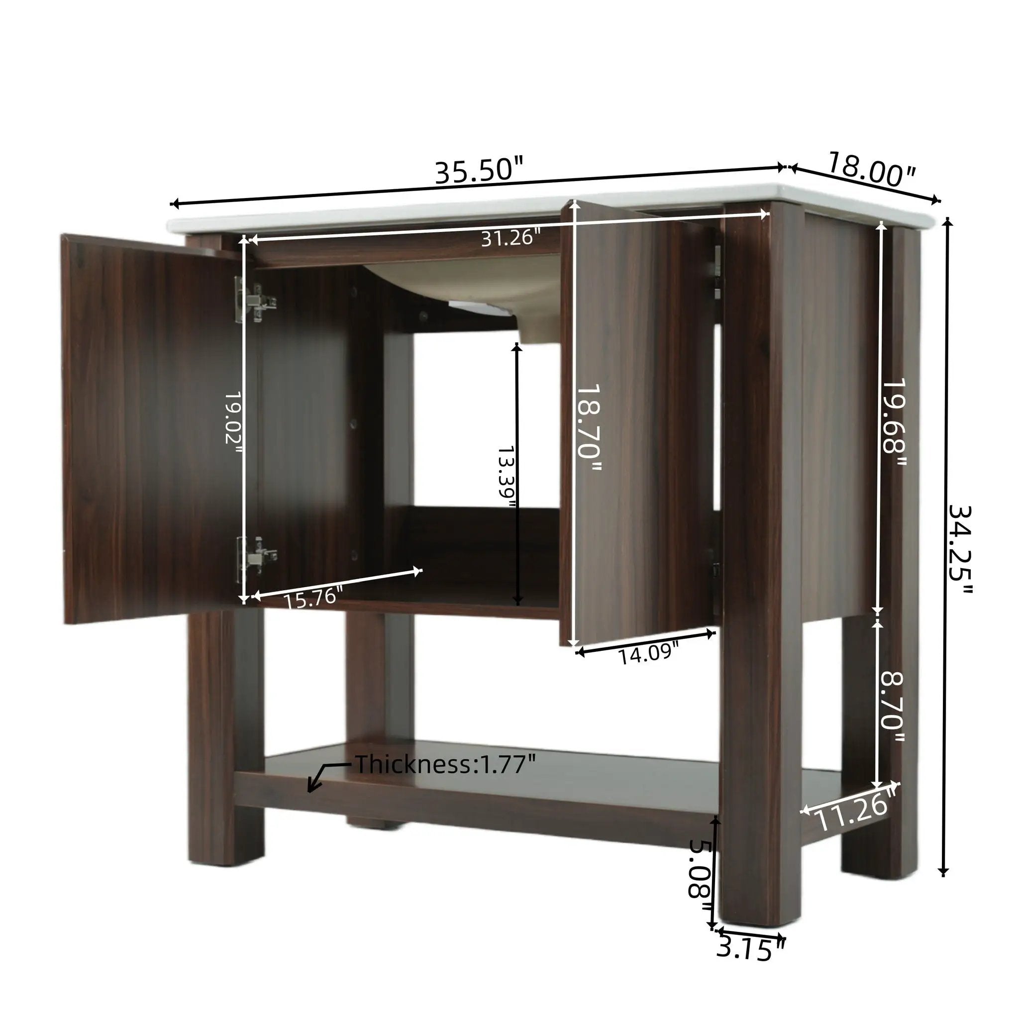 Modern Bathroom Vanity With Rectangle Ceramic Sink, Soft Closing Doors by HouseOfZazla