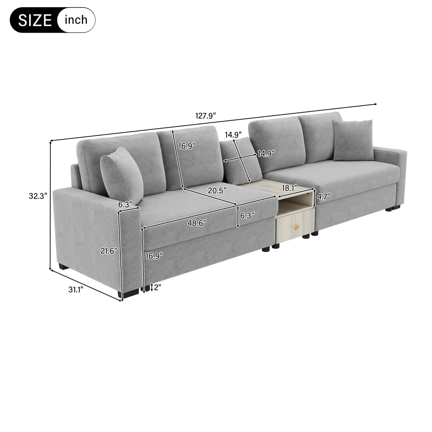 Modular Sofa Couch With Storage Armrest And Center Console by HouseOfZazla