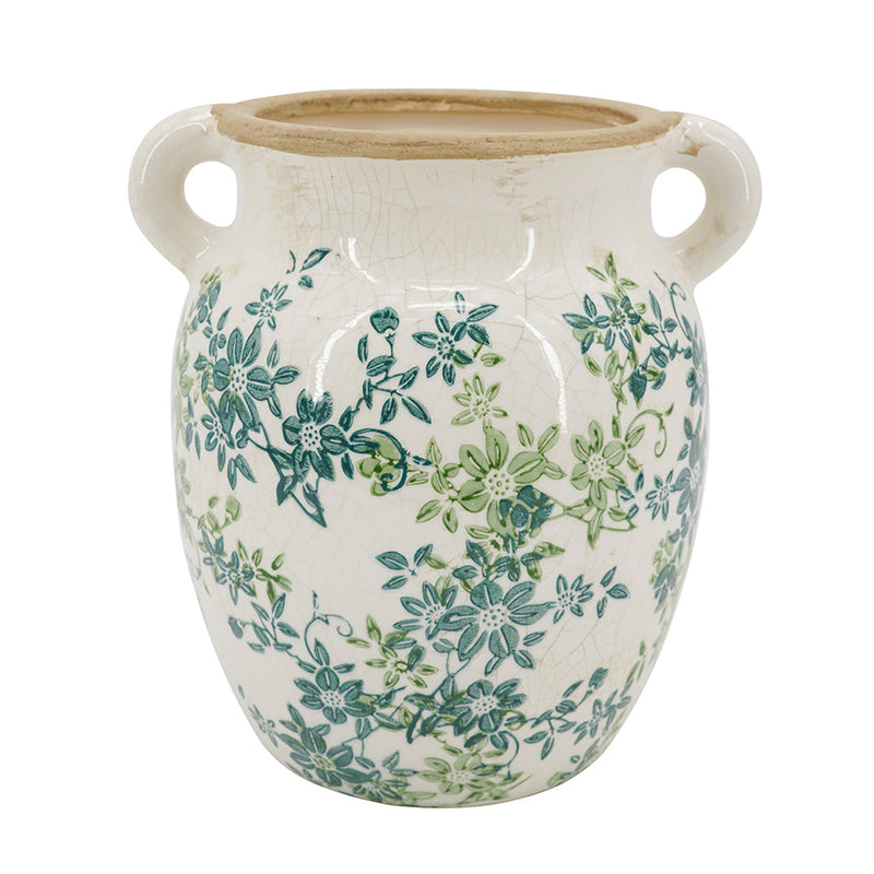 Floral Twin-Handle Vase with Wildflower Design - Ivory, photo 2 of 10
