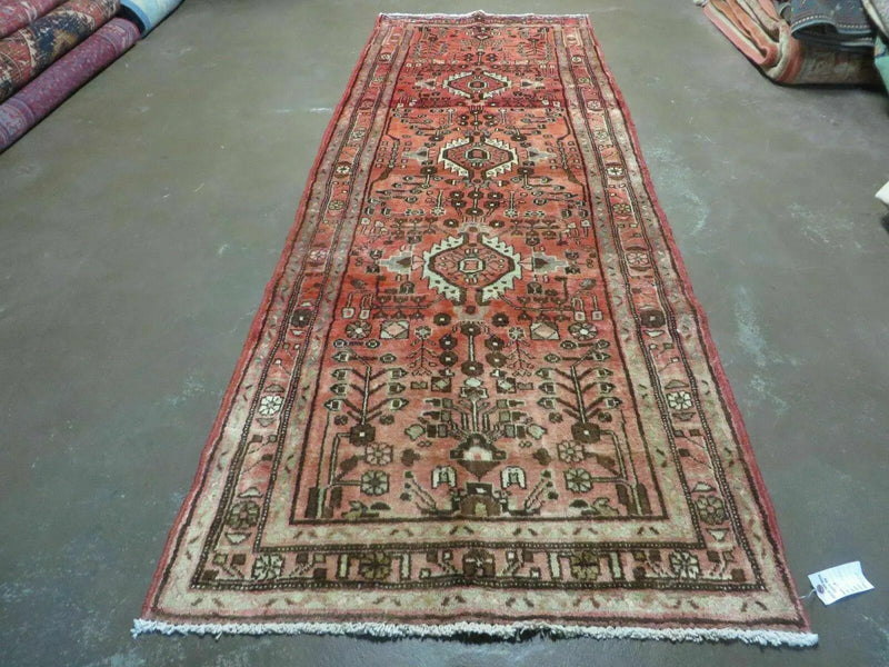 3' 5" X 10' Antique Handmade India Floral Oriental Wool Runner Rug Nice # 103 by Jewel Rugs