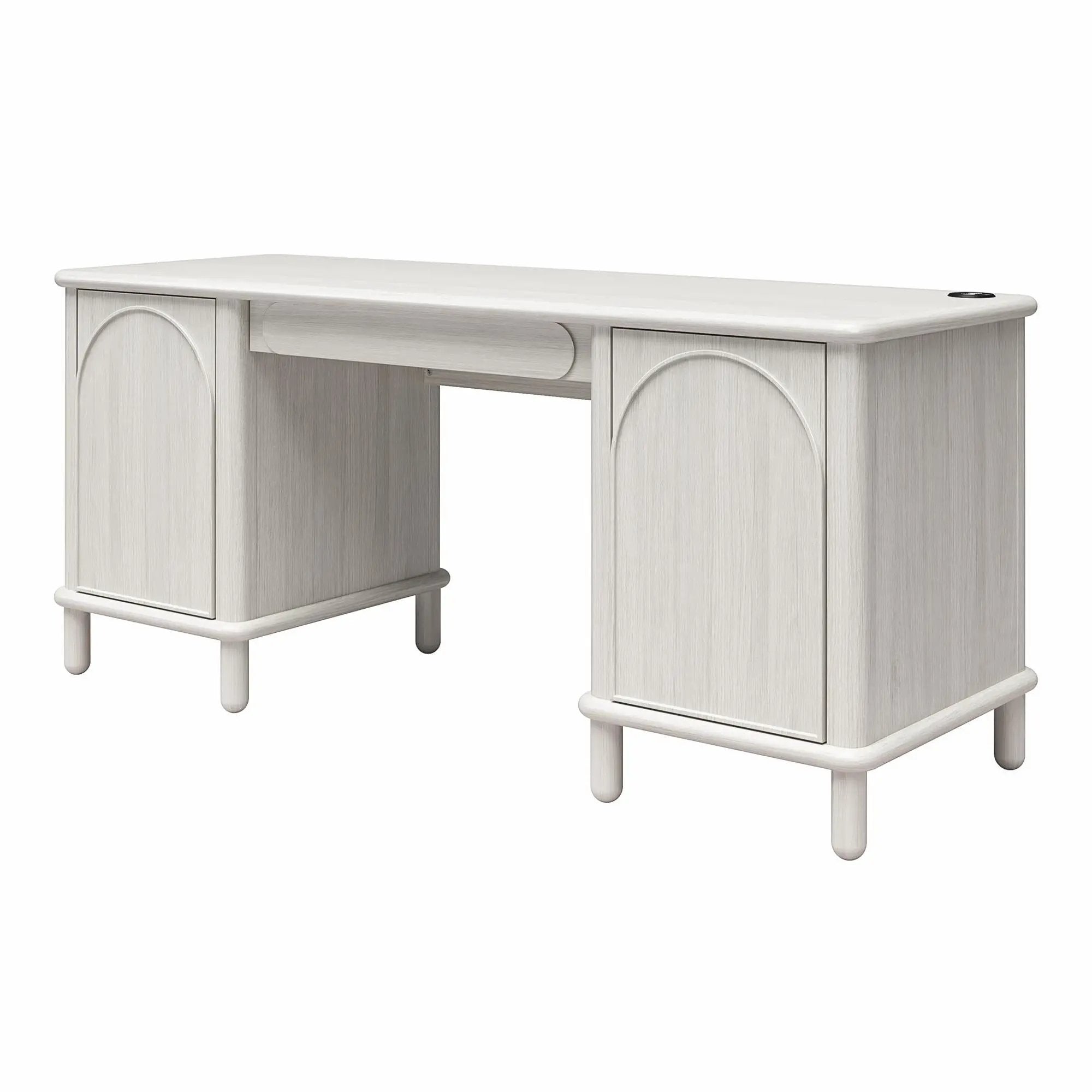Selena - Double Pedestal Desk - Rustic White by HouseOfZazla