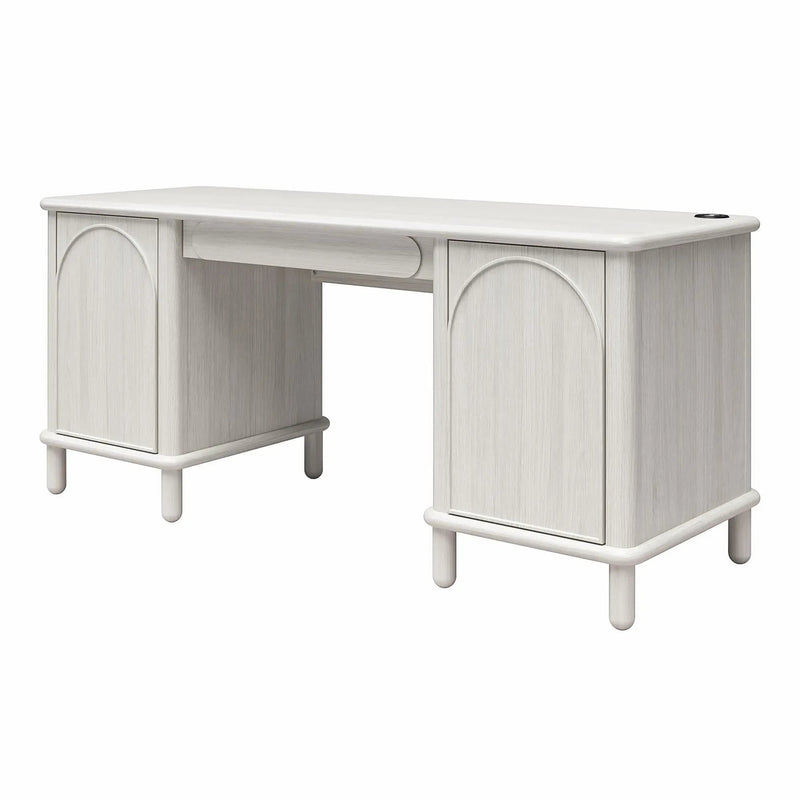Selena - Double Pedestal Desk - Rustic White by HouseOfZazla
