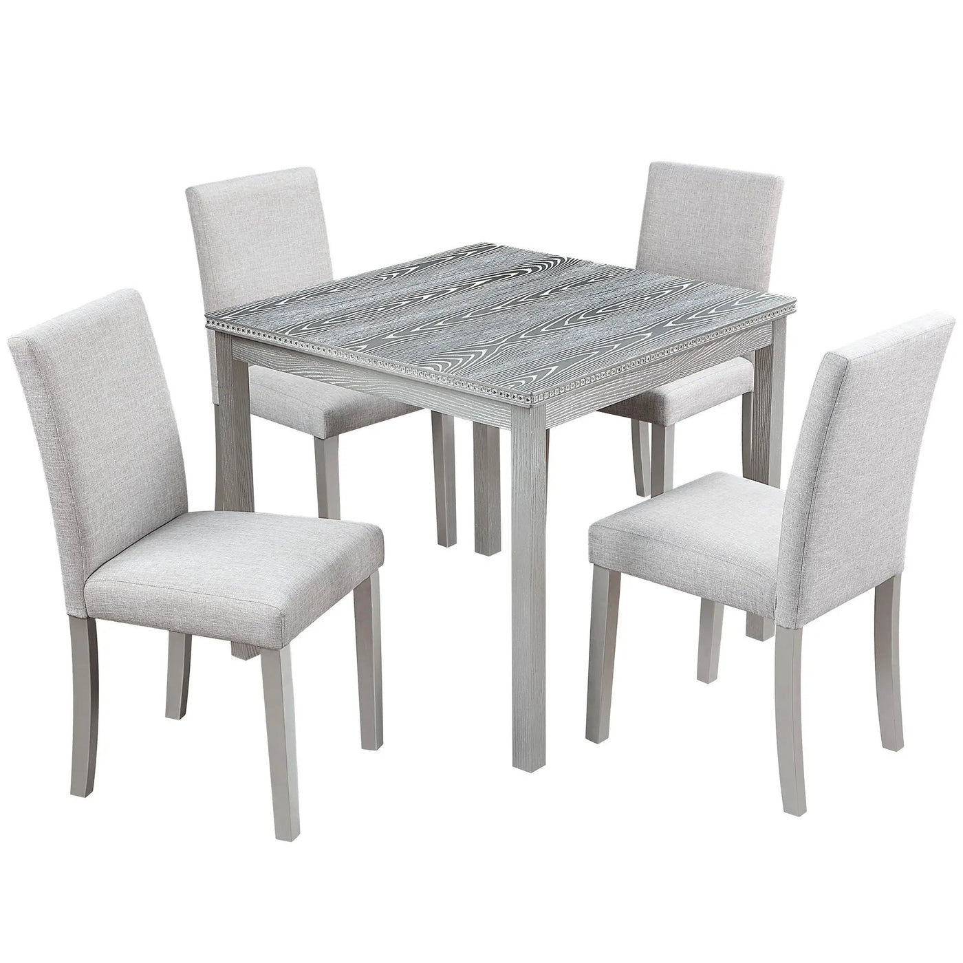 Dining Table Set With Crystal Decoration And Upholstered Chairs by HouseOfZazla