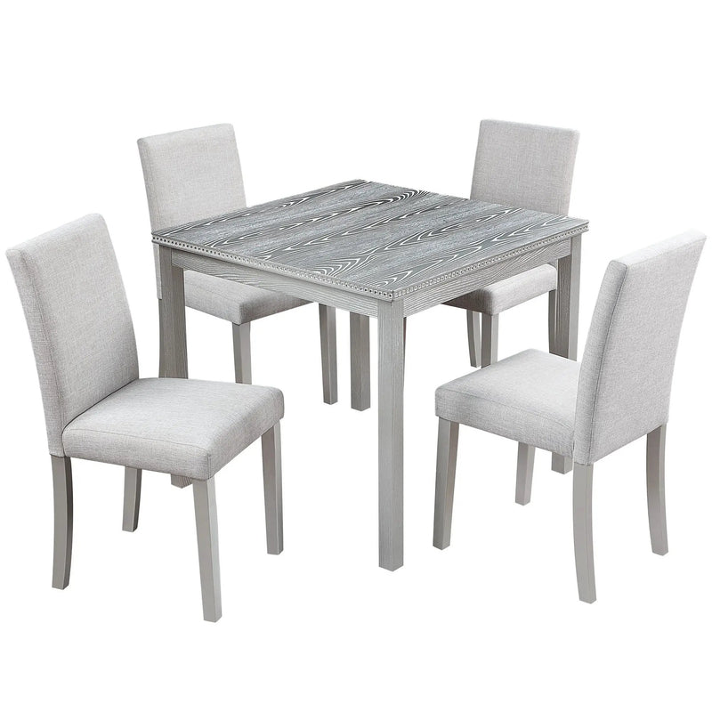 Dining Table Set With Crystal Decoration And Upholstered Chairs by HouseOfZazla