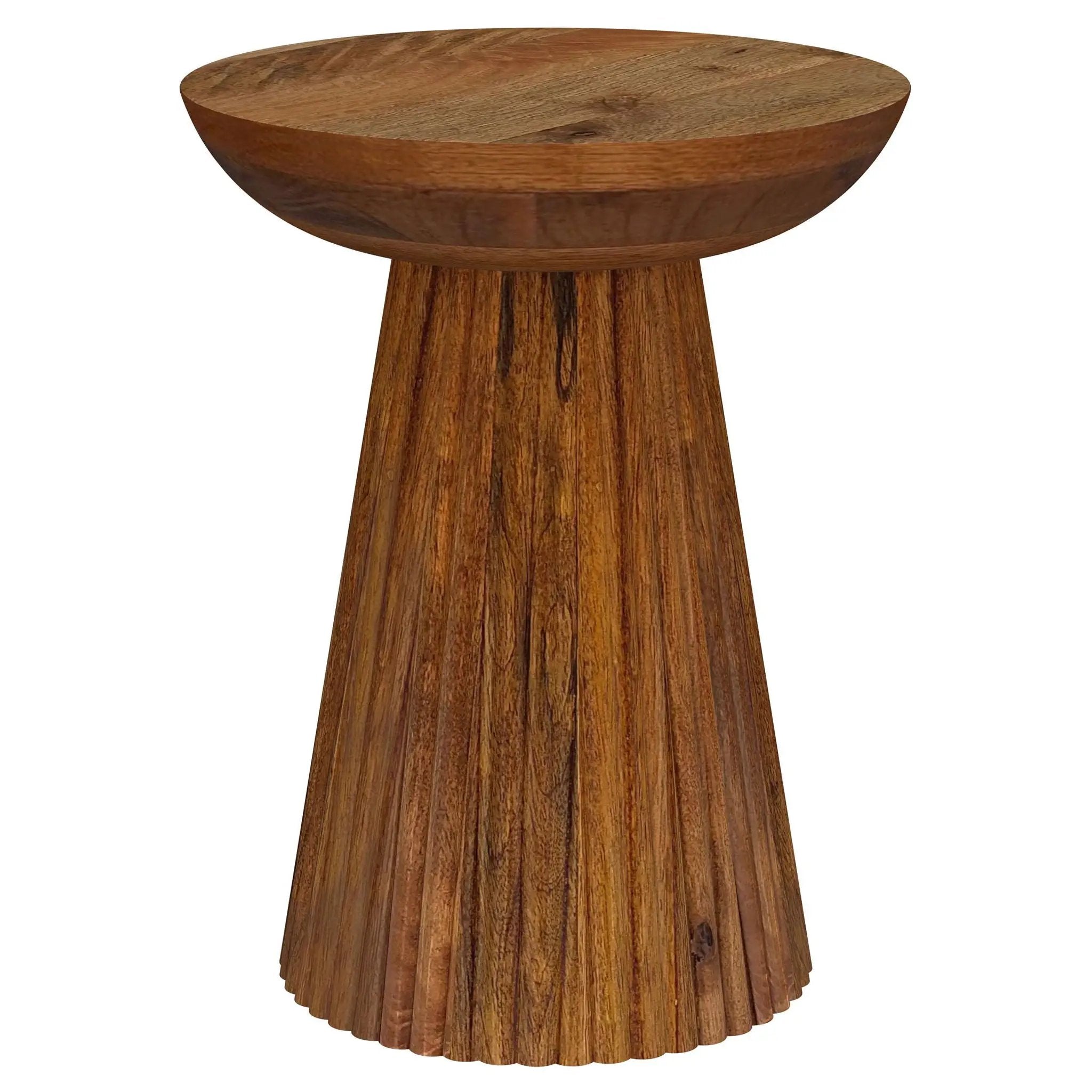 Aureo Round Solid Wood Accent Side Table Wild Honey by Unique Piece Furniture