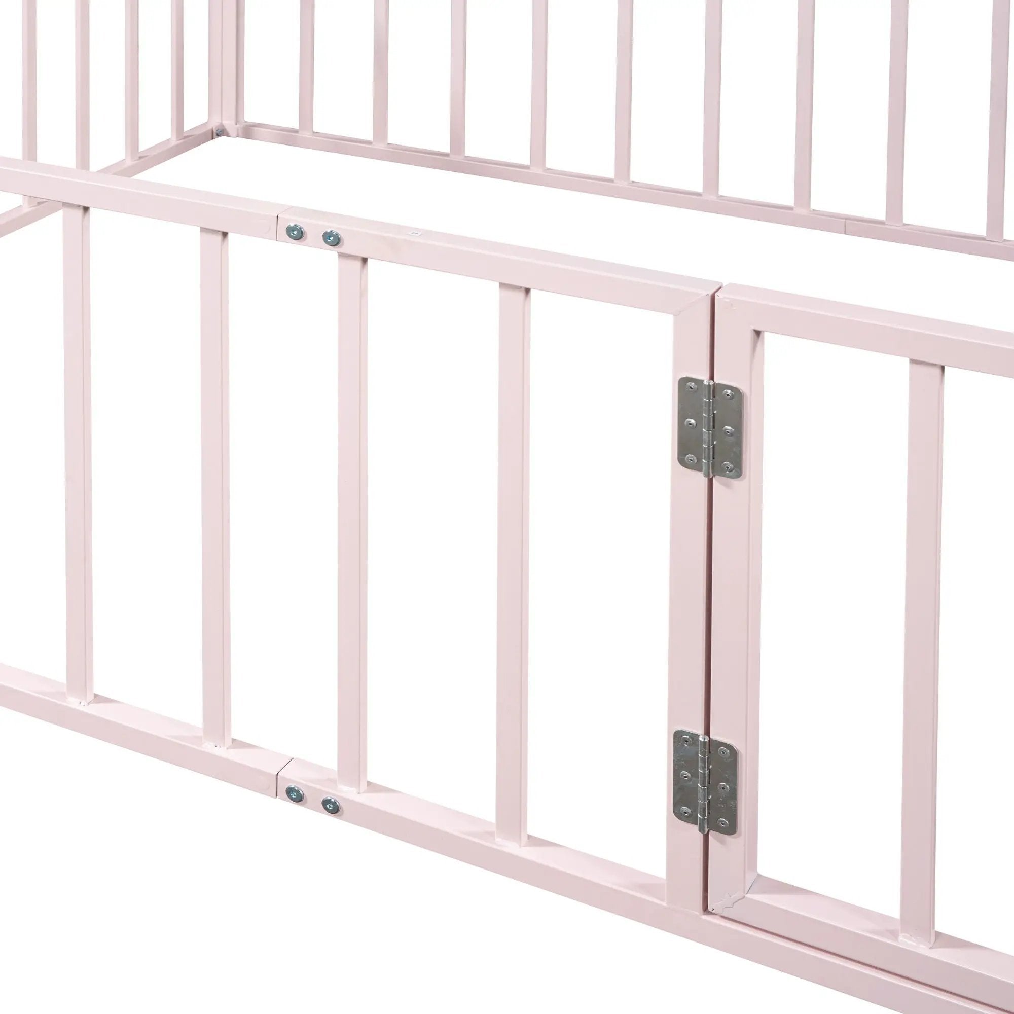 Metal Floor Bed Frame With Fence And Door by HouseOfZazla