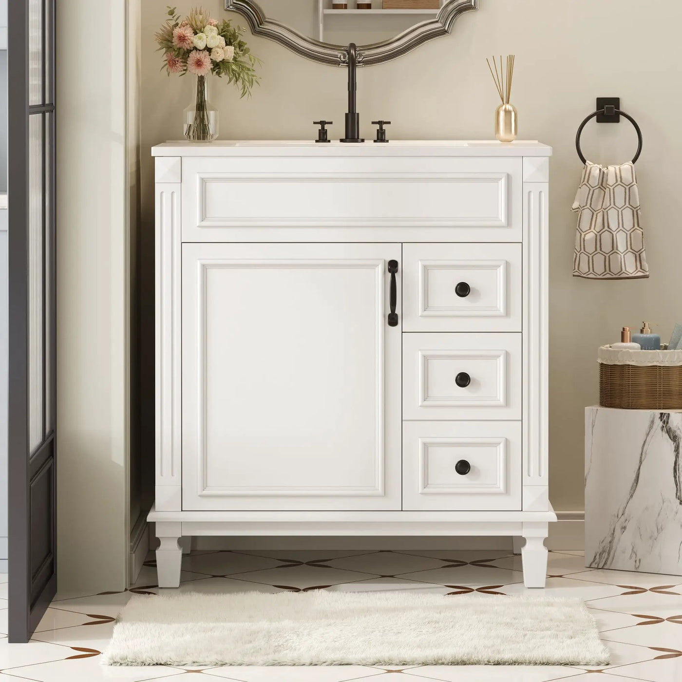 Bathroom Vanity With Sink, Cabinet With 2 Drawers And Adjustable Shelf by HouseOfZazla