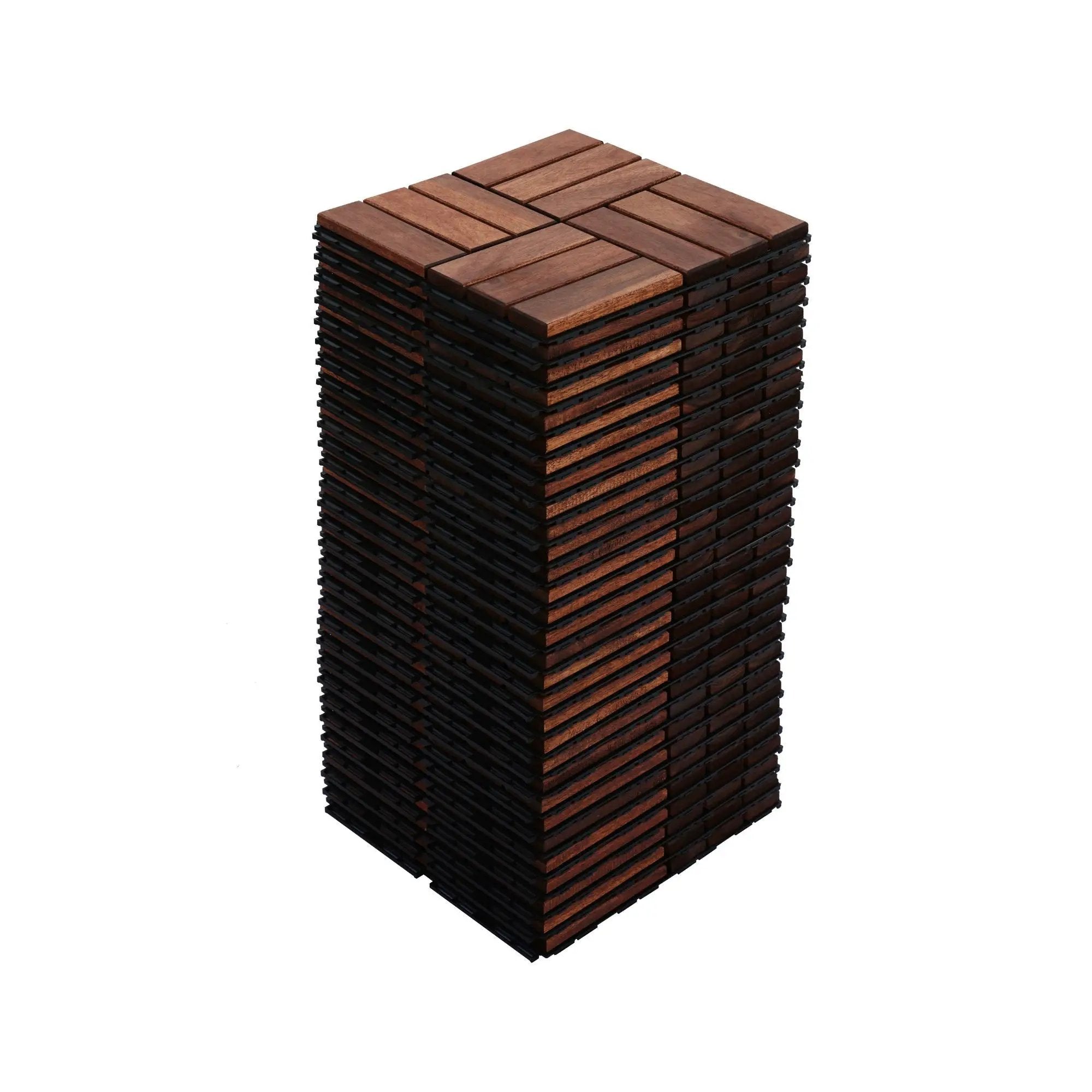 Interlocking Deck Tiles Checker Pattern, Square Acacia Hardwood Outdoor Flooring For Patio, Bancony, Pool Side by HouseOfZazla