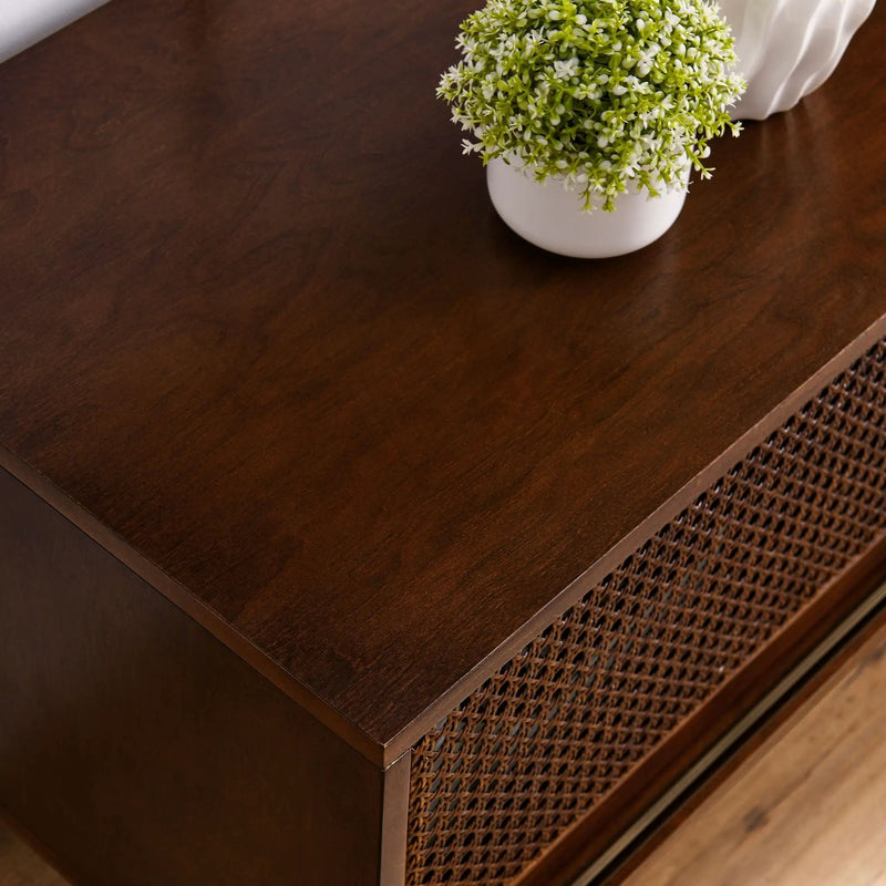 59 Inch Mid Century Modern Rattan TV Stand for 65 Inch TV by HouseOfZazla