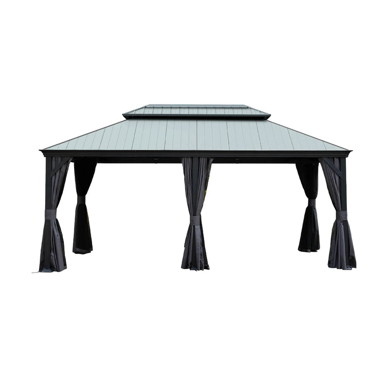 12'x18' Hardtop Gazebo with Resin Roof, Curtains, and Mosquito Netting by HouseOfZazla