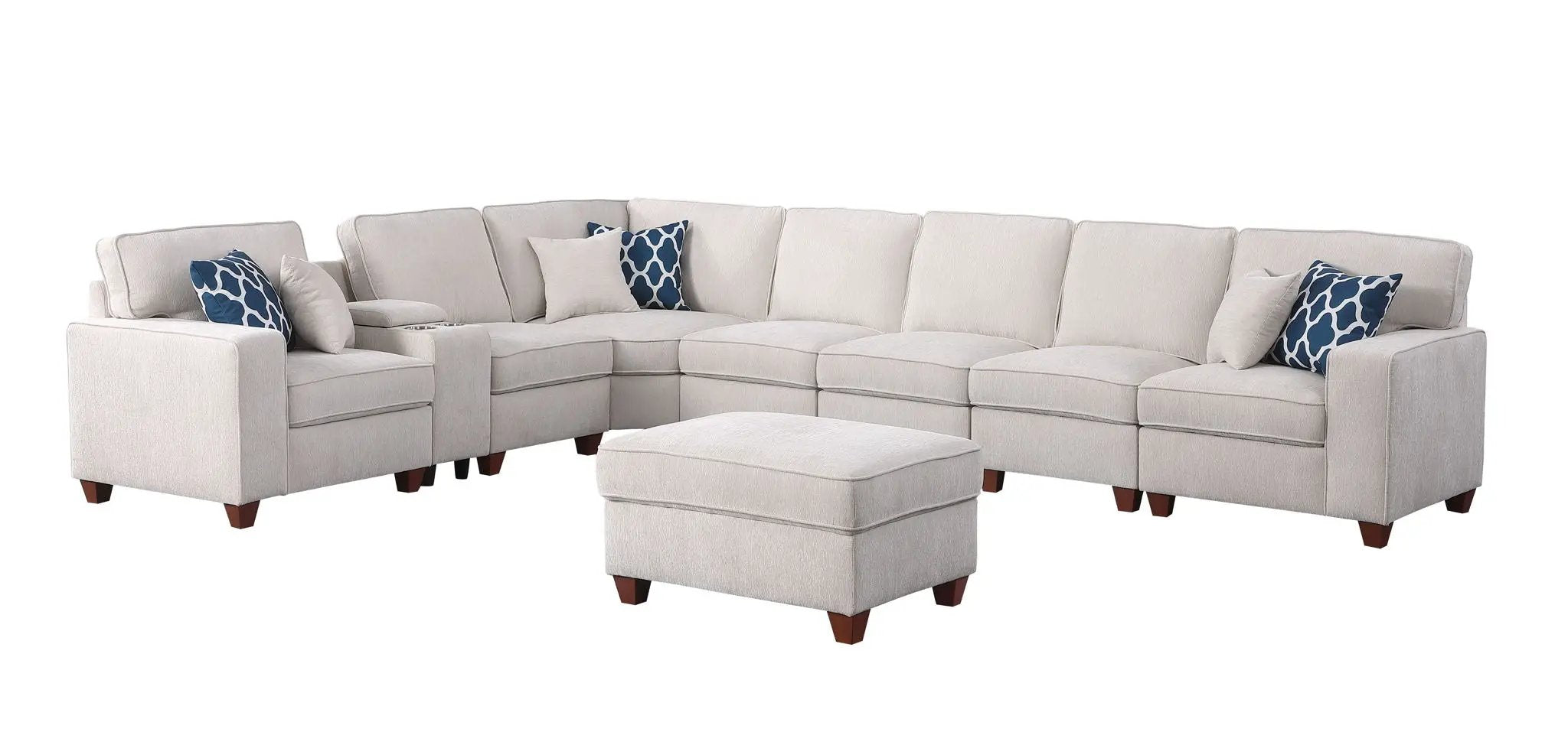 Ted - Sectional Sofa With Ottoman - Beige by HouseOfZazla
