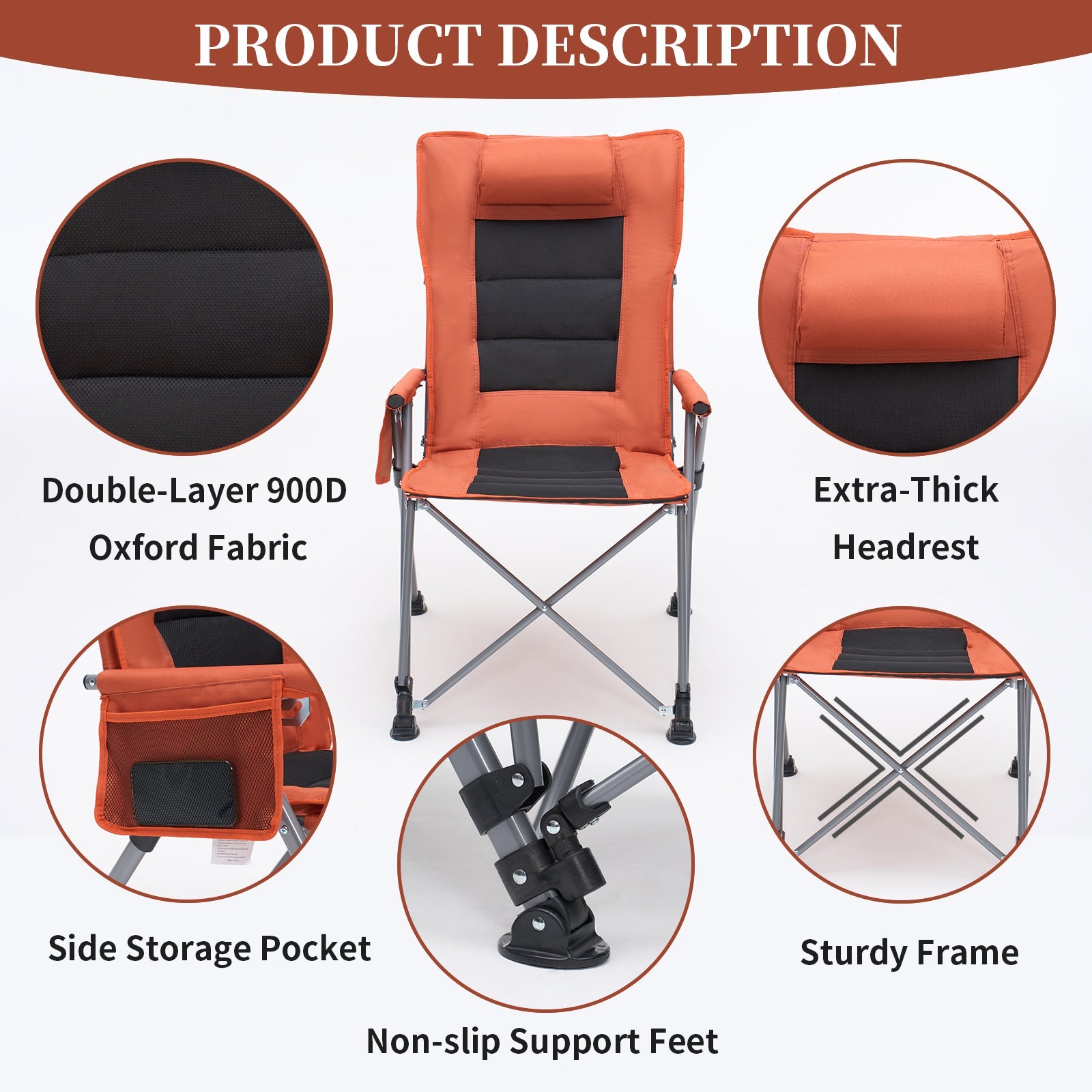 5-Position Adjustable Reclining Camping Chair by HouseOfZazla