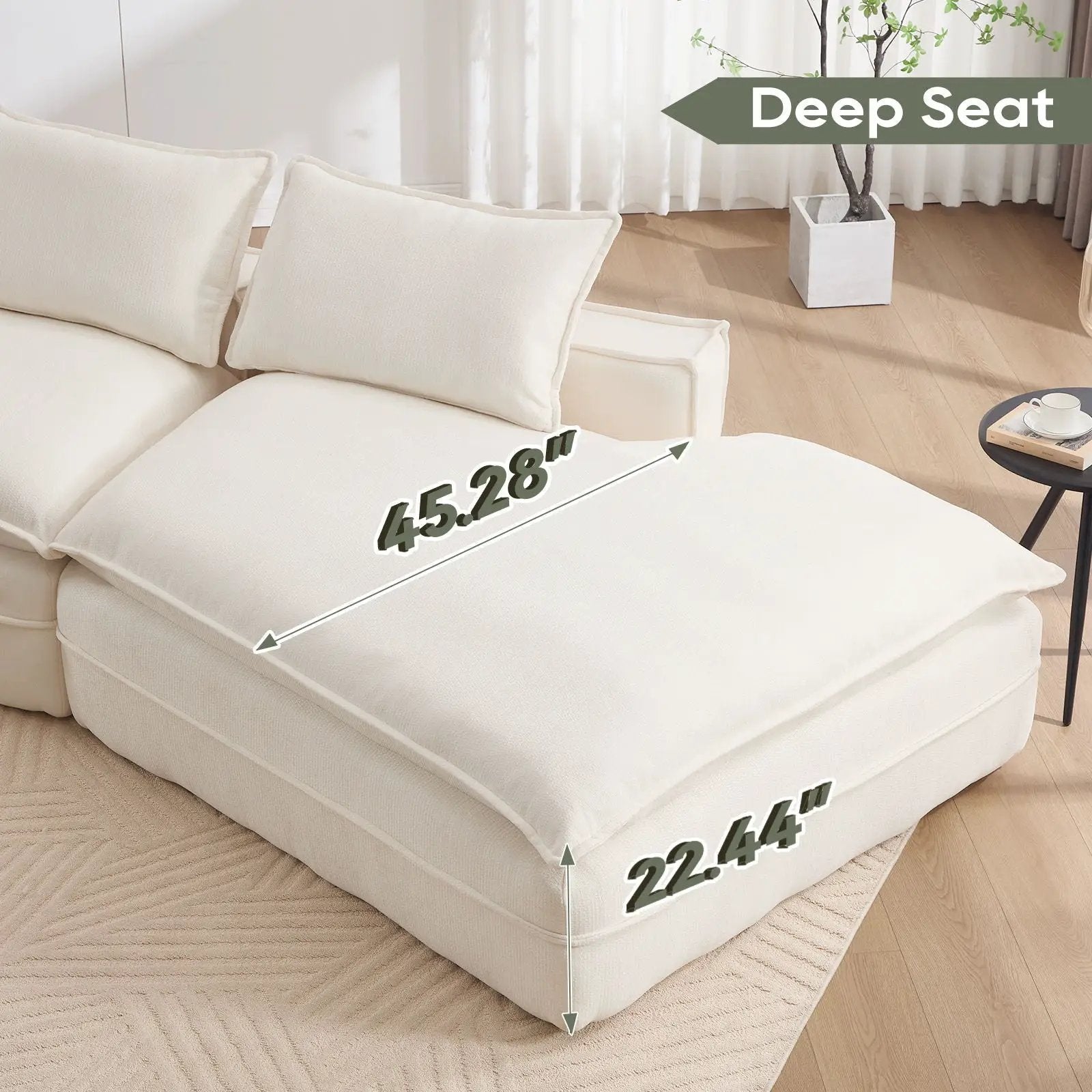 Modern Minimalist Modular Sectional Sofa With Deep Seats And Right Facing Chaise by HouseOfZazla